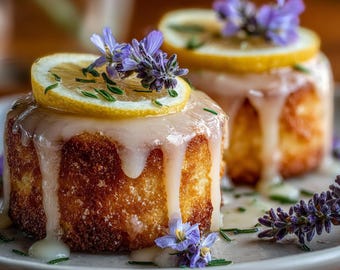 Receta de mini pasteles de limón con glaseado de lavanda (Descarga digital)