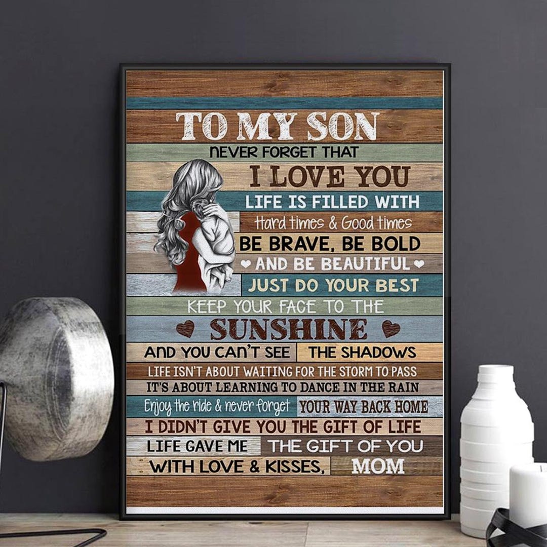 To My Son Love Mom Poster Canvas, Never Forget I Love You Wall Art ...