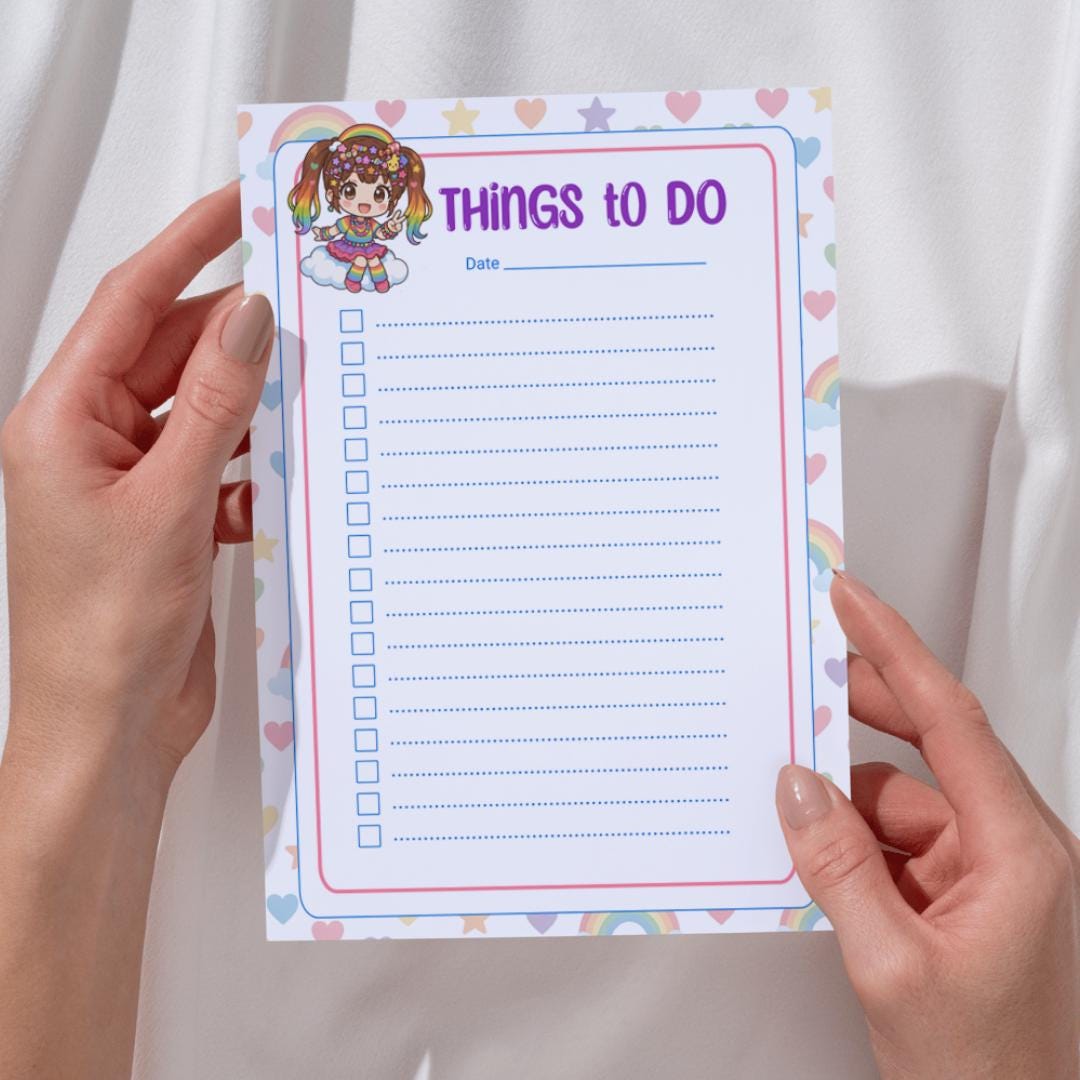 Kawaii Rainbow To-do List Printable | Pastel Planner Page, Decora ...