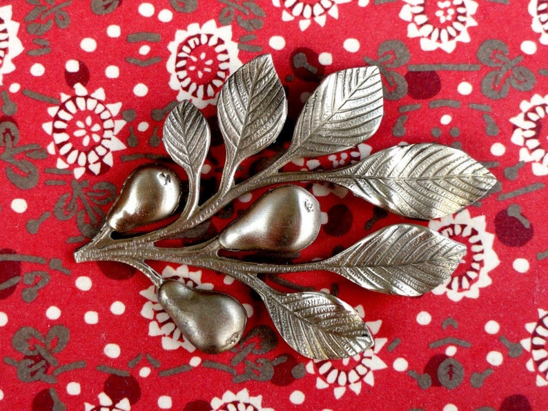 Brass Pear Tree Branch Stamping 1 pair