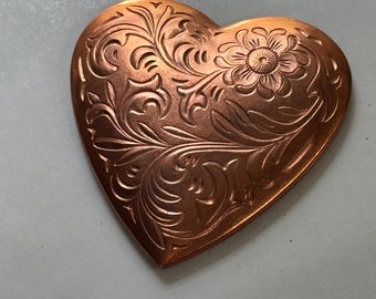 Jacquard Etched Red Brass Heart Germany (1 pc) RARE finding (only 3 left)