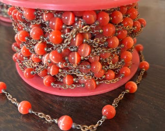 Cadena y cuentas vintage naranja (1,5 metros)