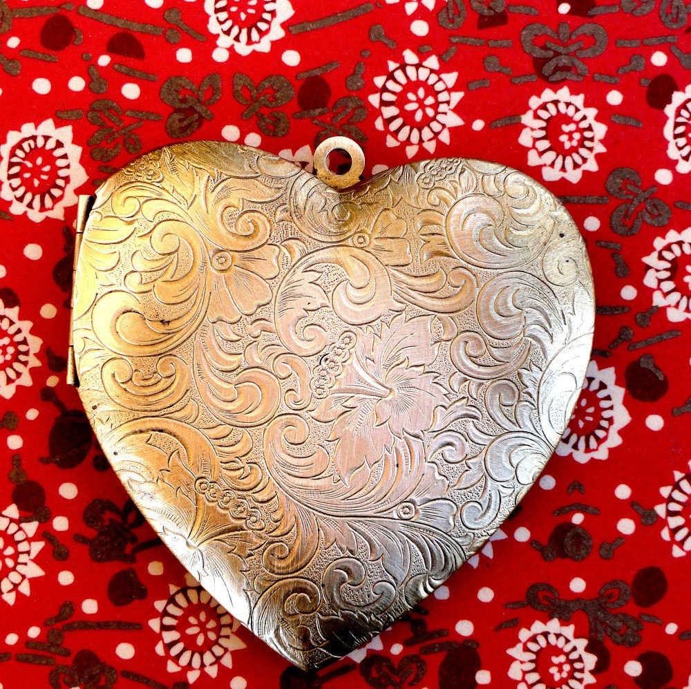 Jumbo Embossed Heart Locket Etsy