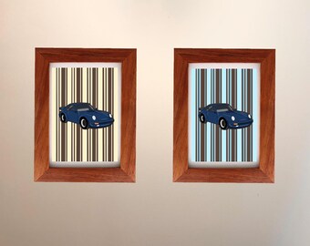 Retro Blue Porsche 911 Art Print | Digital Download | Classic Car Wall Art