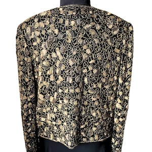 Designer Adrianna Papell beaded silk jacket back view.