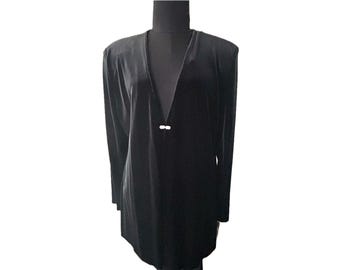 Vintage Patra Velvet Long Blazer with Rhinestone Embellished Closure | Size Large
