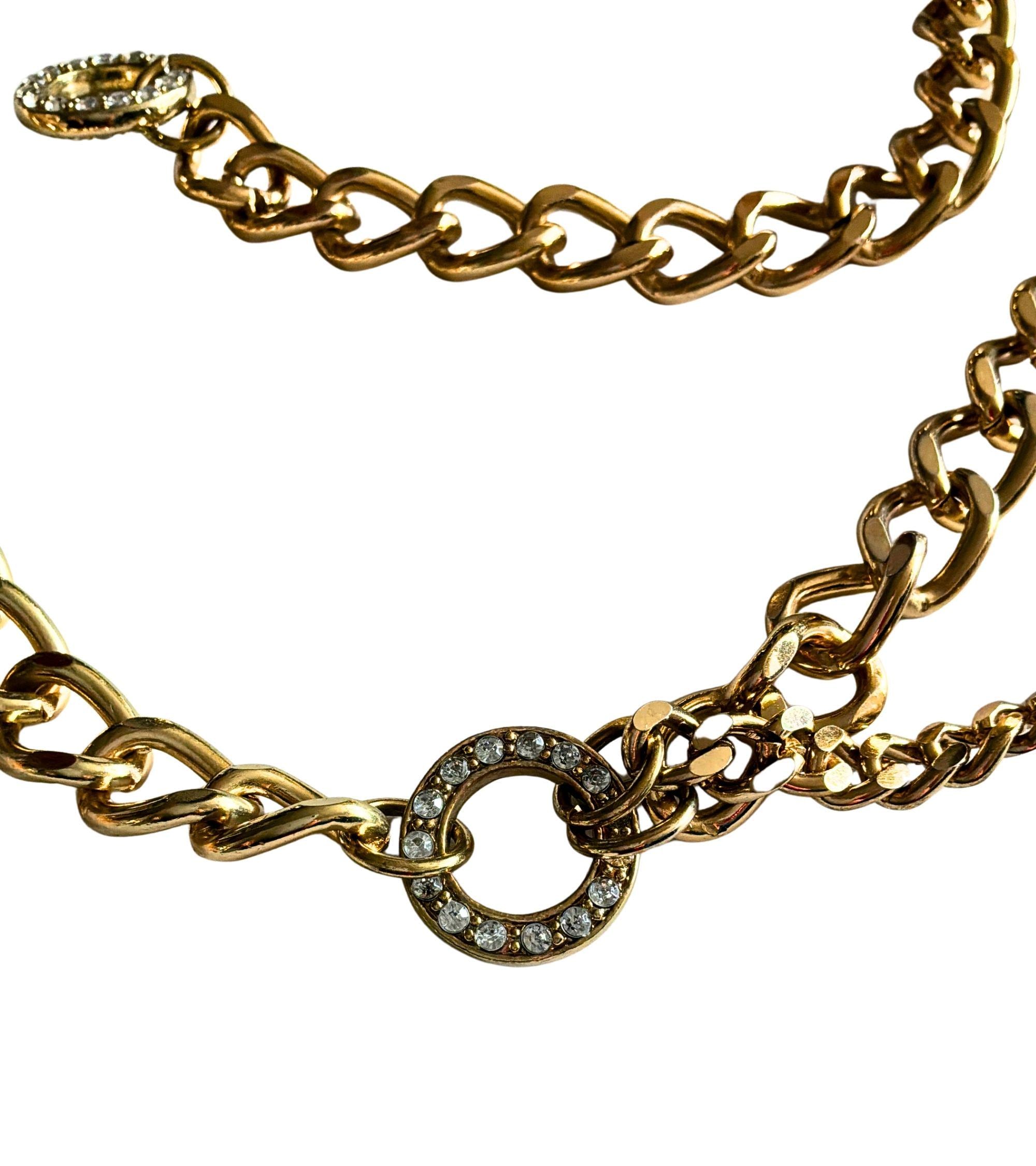 Vintage 90 open circle gold chain womens statement belt clear crystals One size Circle Chain Belt - Etsy main image 4