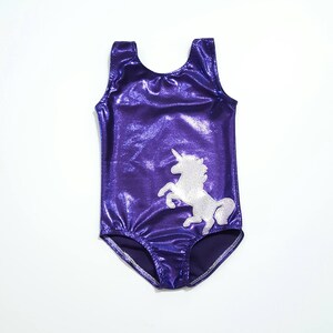 Girls Purple Sparkle Unicorn Leotard: Gymnastics, Ballet Dancewear
