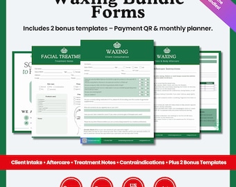 Waxing Forms Bundle Canva Templates | Esthetician Waxing Consult, Consent, Aftercare | Spa & Salon Client Forms |
