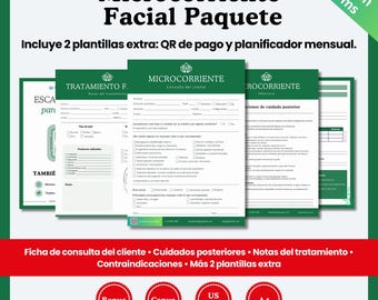 Formularios de Microcorriente Facial – Microcurrent Facial Forms Bundle Spanish | Esthetician Intake, Consent, Aftercare