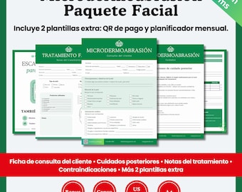 Formularios de Microdermoabrasion - Microdermabrasion Forms Bundle Spanish | Esthetician Intake, Consent, Aftercare