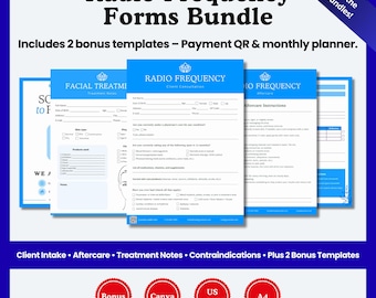 Radio Frequency Facial Forms Bundle | RF Skin Tightening Client Intake, Consent, Aftercare & Treatment Notes | Editable Canva Templates |