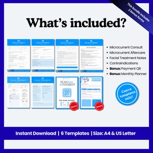 Microcurrent Forms Bundle for Estheticians | Editable Canva Templates | Client Intake, Aftercare, Treatment Notes, Contraindications | bild 3