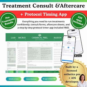 Esthetician Forms Bundle - Editable Consultation, Consent, Aftercare (iOS App Included)