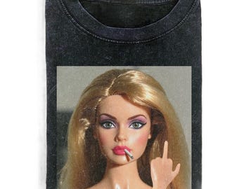 Funny Barbie Middle Finger Shirt, Doll Girl Meme Tee, Weird Shirt, Sarcastic