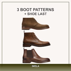 Boot Pattern Bundle PDF + DXF | 3 Boot Patterns + Shoe Last STL | Imola