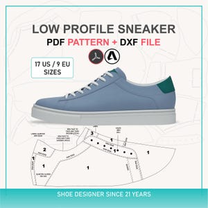 Sneaker Pattern PDF + dxf | Leather Low Profile Shoe Sewing Template | Silverstone F1