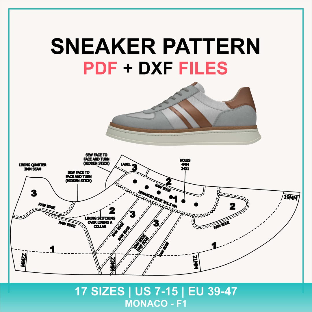 Professional Sneaker Pattern PDF + DXF | Footwear Sewing Pattern ...