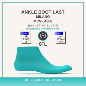 Ankle Boot Last STL | 3D Printable Digital Footwear Design | Milano