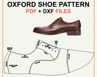 Oxford Shoe Pattern PDF + dxf | Men's Leather Dress Shoe Sewing Template | Monza F3