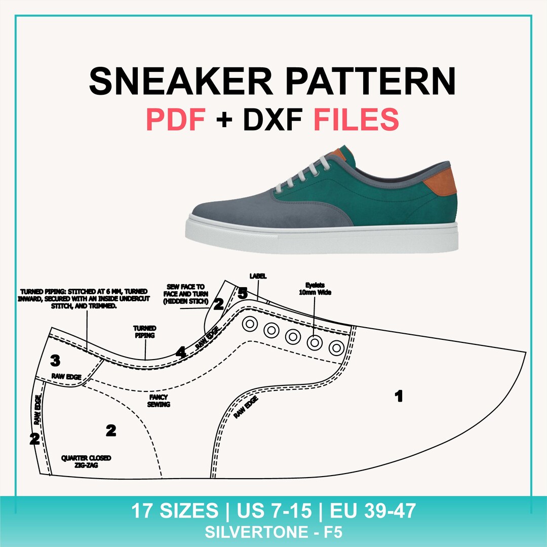 Shoe Making Pattern Layout Sneaker Pattern PDF + DXF | Leather Shoe Making Pattern (silverstone F5 ...