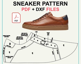 Patrón de zapatillas deportivas en PDF + DXF / Patrón de zapatos de cuero / Tallas estadounidenses 7–15 (Silverstone F1)