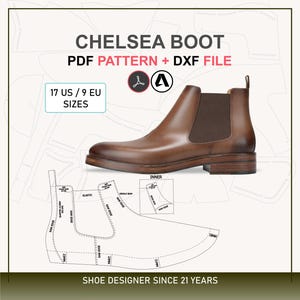 Patrón de bota Chelsea (PDF + dxf) / Plantilla de costura para botas de cuero para hombre / Imola F1