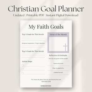Christian Goal Planner | Faith-Based Goals | Scripture Reflection Template (PDF)