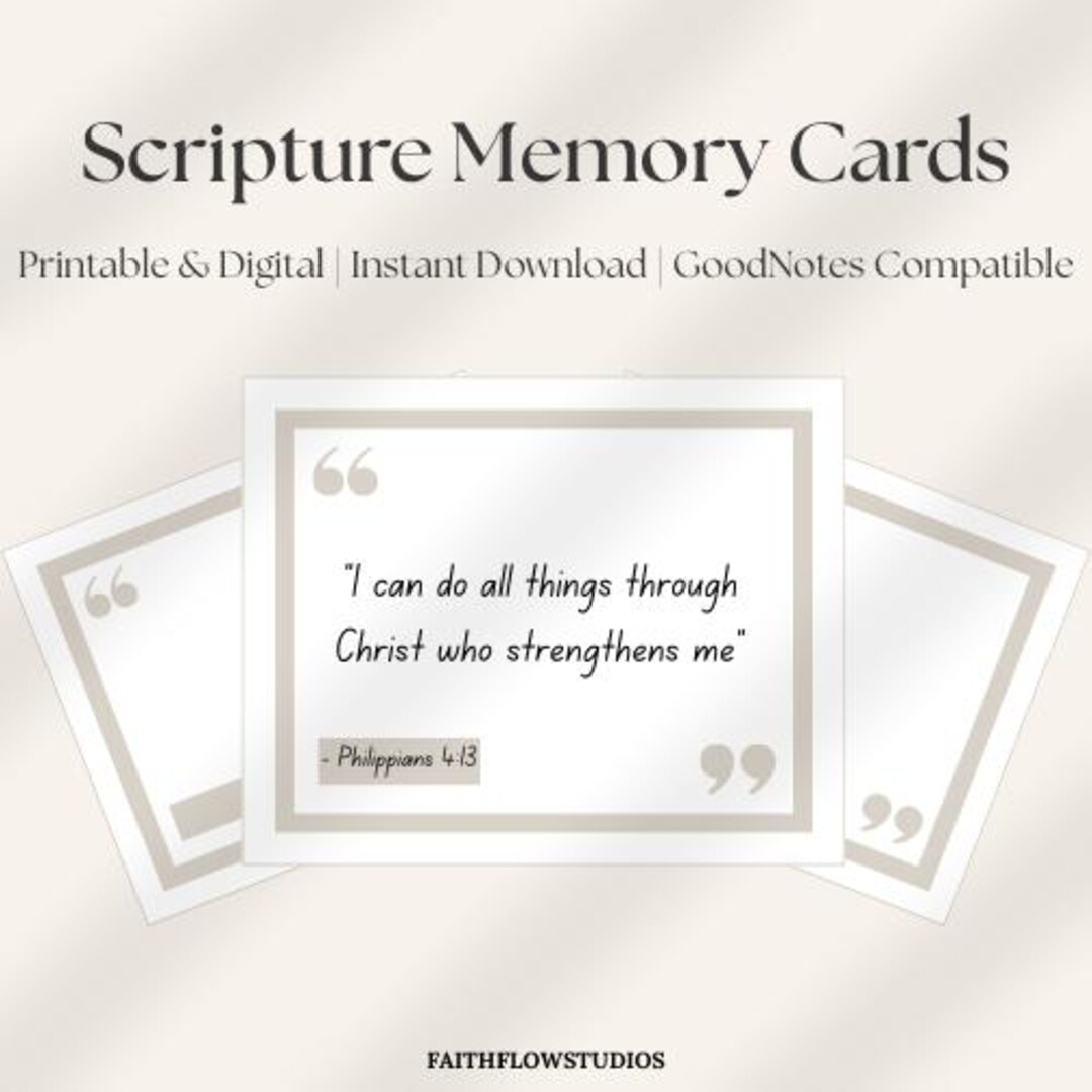 Scripture Memory Card Template | Christian Printable Cards | Bible ...