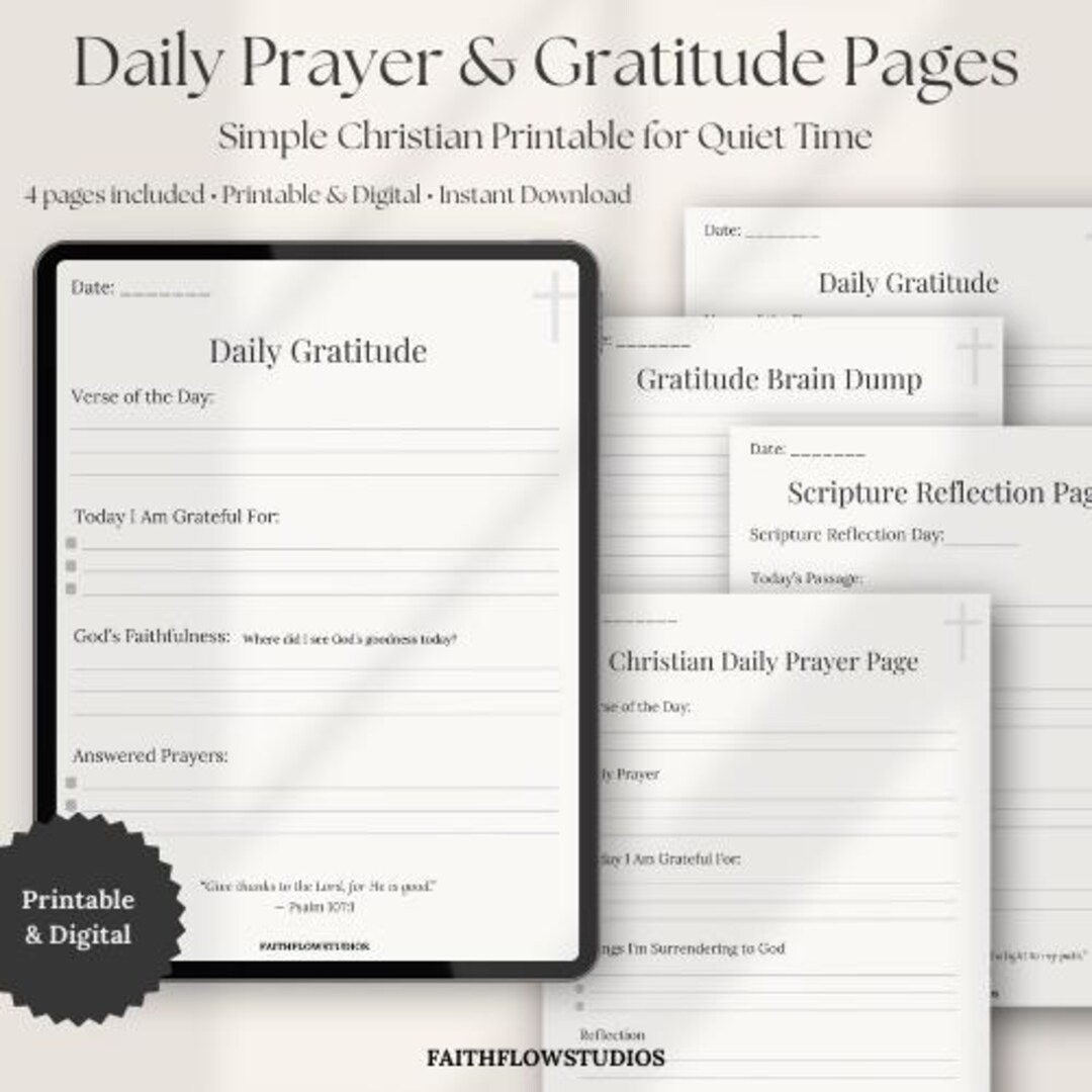 Daily Prayer & Gratitude Pages | Christian Journal Printable | Faith ...
