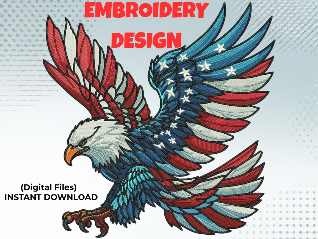 Patriotic Eagle Embroidery Design, USA Flag Machine File (digital ...
