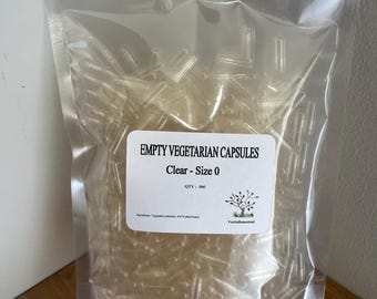 500 (Size 0) EMPTY VEGETARIAN CAPSULES Clear