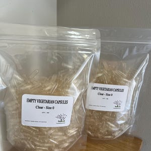 1000 (Tamaño 0) CÁPSULAS VEGETARIANAS VACÍAS Transparente