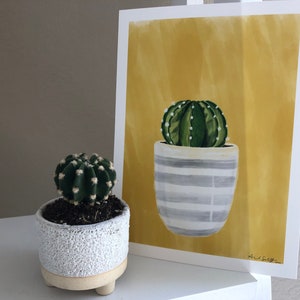 Domino Cactus House Plant Gouache Painting Giclee Prints