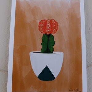 Moon Cactus House Plant Gouache Painting Giclee Prints