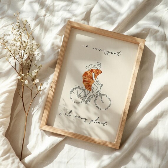 Croissant Poster, Gift for Food Lovers, French Decor,  Coffee Shop Aesthetic, Coffee Corner, Kitchen Decor, Neutral Wall Art, French Bakery