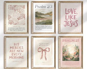 Christian Wall Art, Bible Verse Posters, Apartment Decor, Pink Preppy Aesthetic Artwork, Faith Inspired, Vintage Christian