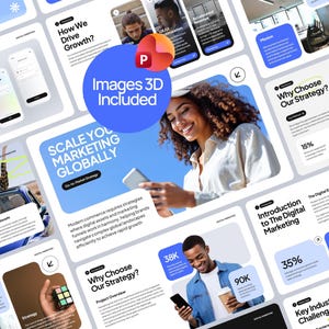 e-Handel Power Point Vorlage | Bilder & 3D enthalten | Digitales Marketing, Go-to-Market-Stratege | Vollständig bearbeitbare Folien