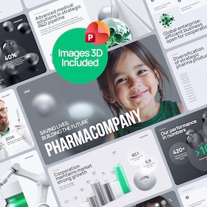 Pharma Medicine Power Point Template | Images & 3D included | Healthcare, Biotech Company Profile | Fully Editable Slides