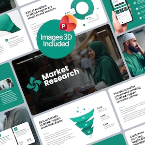 Mall för marknadsundersökning | Bilder och 3D ingår | Analys, Go-to-Market-strategi, affärsplan | Fullt redigerbara bilder
