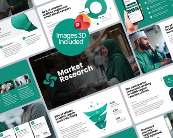 Market Research Template | Images & 3D included | Analytics, Go-to-Market Strategy, Business Plan | Fully Editable Slides