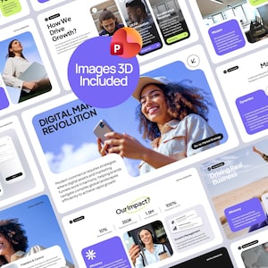 Digitales Marketing Power Point Vorlage | Bilder & 3D enthalten | eBusiness, Go-to-Market-Stratege | Vollständig bearbeitbare Folien