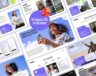 Digital Marketing PowerPoint Template | Images & 3D included | eCommerce, Go-to-Market Strategy | Fully Editable Slides