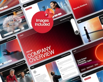 Tech Security Power Point Template | Images included | Business, IT, Digital Company Profile | Fully Editable Slides
