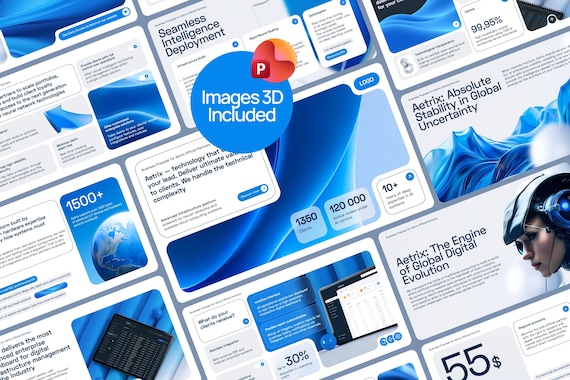 AI Tech PowerPoint Template | Images & 3D included | Digital Company | Fully Editable Slides