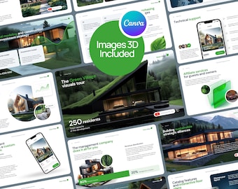 Canva Real Estate Presentation Template | Pictures & 3D Included | 34 Editable Slides