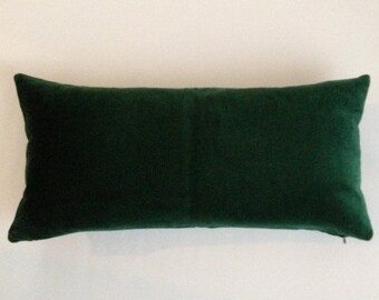 Hunter Green Decorative Bolster Pillow Cover 10x20 to 12x24  Medium Weight Cotton Velvet - Knife Or Piping Edge