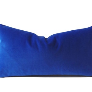 Classic Royal Blue Decorative Bolster Pillow Medium Weight Cotton Velvet 10x20 to 12x24 Invisible Zipper Closure Knife Or Piping Edge image 1