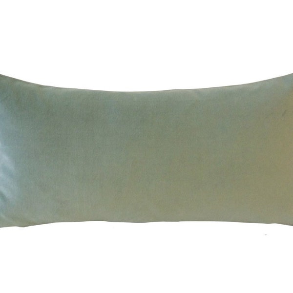 Seafoam Green -Decorative Bolster Pillow Cover -Medium Weight Cotton Velvet- Invisible Zipper Closure- Knife Or Piping Edge
