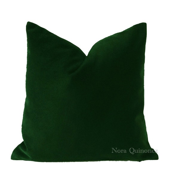 Cojines Decorativos en Terciopelo de algodón Puro - Verde Oscuro - Terminado con Cremallera- Zipper